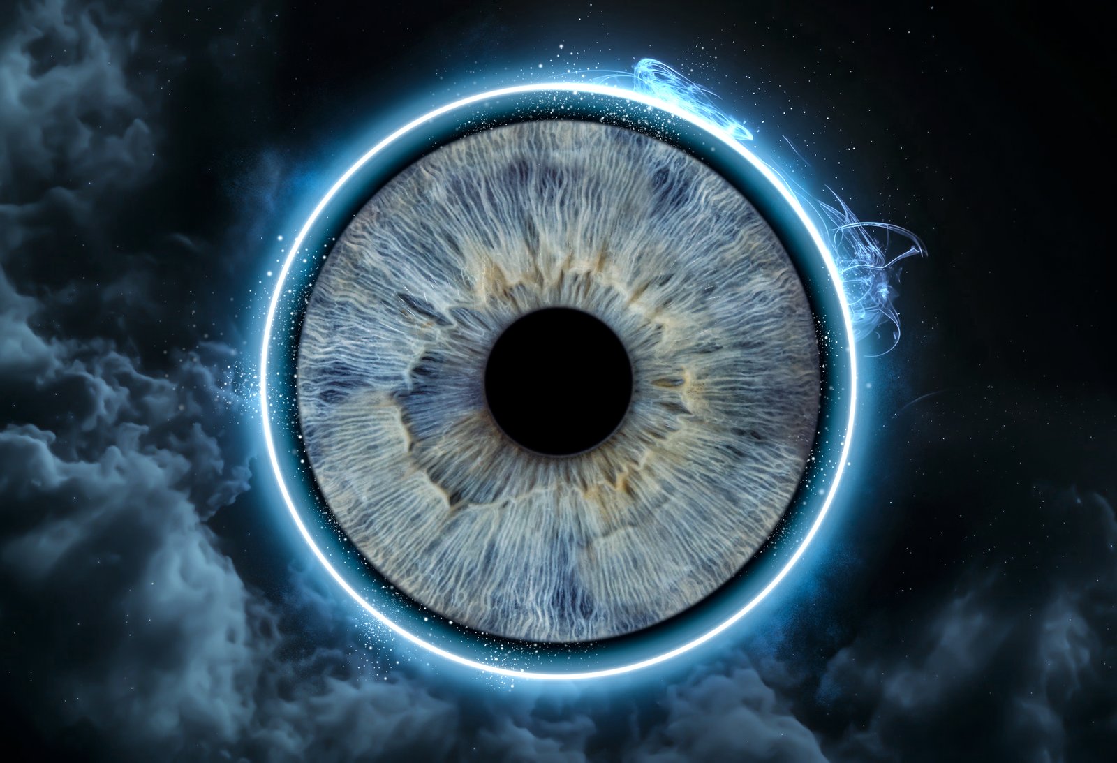 Iris art print — neon starry sky effect