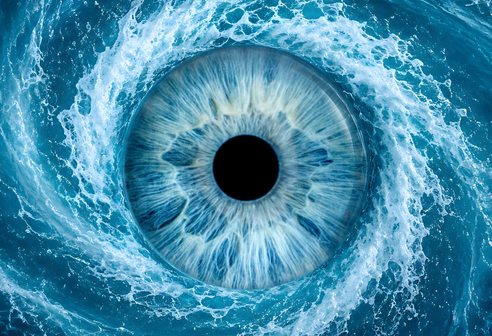 Iris art print — blue ocean effect
