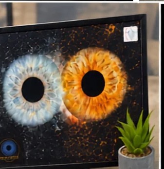 Framed eye art print at the fair